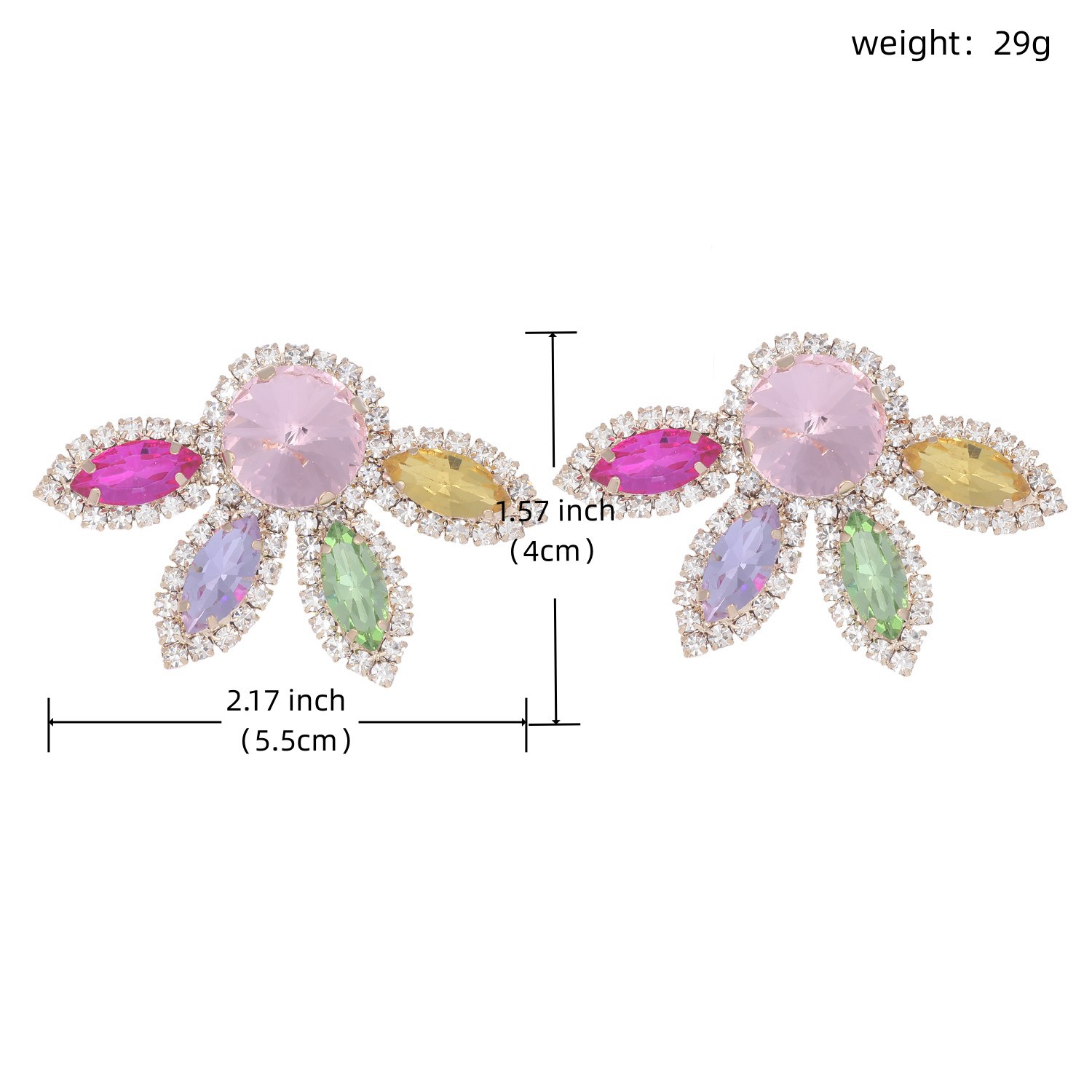 1 Paire Sucré Fleur Incruster Alliage Strass Boucles D'oreilles display picture 2