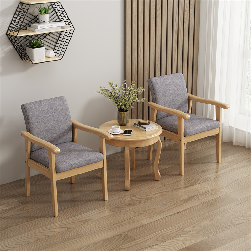 Madera maciza nórdica solo sofá silla respaldo balcón mesa de té silla casa ocio Oficina silla combinación traje