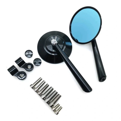 Motorcycle Scooter Modified Electric Vehicle Cnc Rearview Mirror Yamaha Sports Car Reflector Aluminum Alloy Reversing Mirror (Motorcycle rearview mirror) - round-rear-view-mirror-all-black