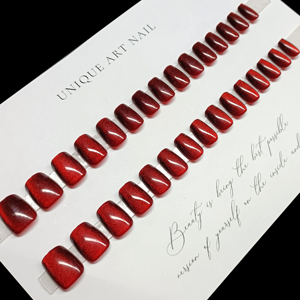 Comercio exterior Chelizi vino rojo ojo de gato manicure Año Nuevo blanco noble usar piezas de uñas 30 piezas de parche de uñas