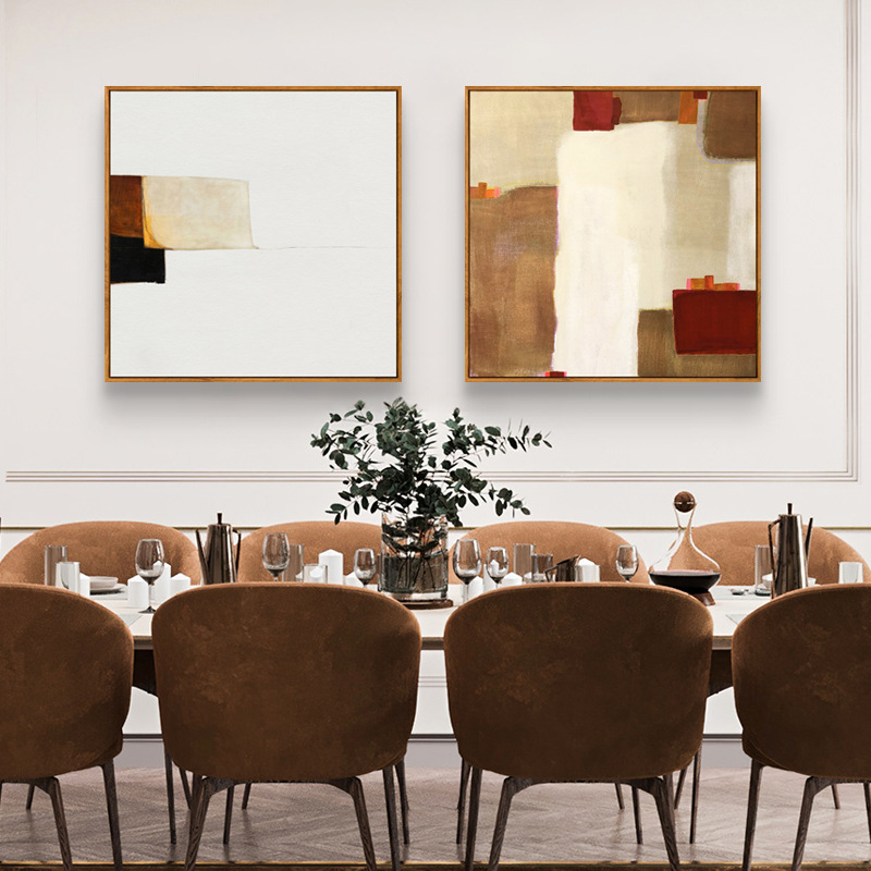 Nordic Living Room Decorative Painting Sofa Background Wall Triptych Earth Tone Abstract Restaurant Hanging Painting Entrance Corridor Painting