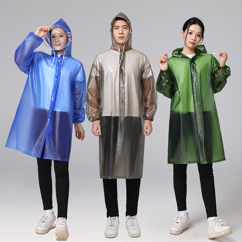 Long Raincoat with Double Brim and Integrated Hood, Rain Poncho for Heavy Rain, Outdoor Tea Picking, Suitable for Adults and Students
