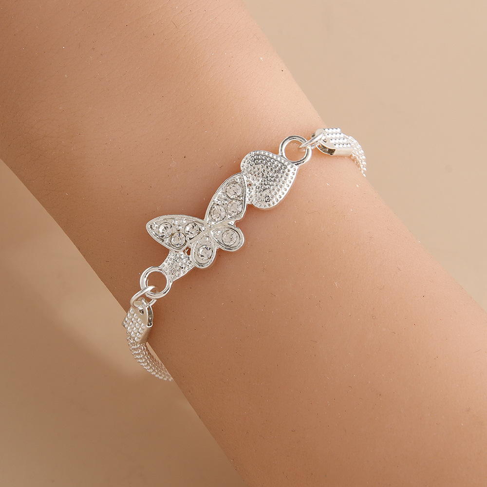 European and American AliExpress Explosive Distinctive Creative Butterfly Bracelet Beach Jewelry Women's Ins Simple Chain Diamond Hand Ornaments