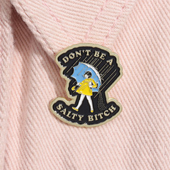 Creative new rain umbrella girl design niche exquisite badge fun English letter brooch small accessories