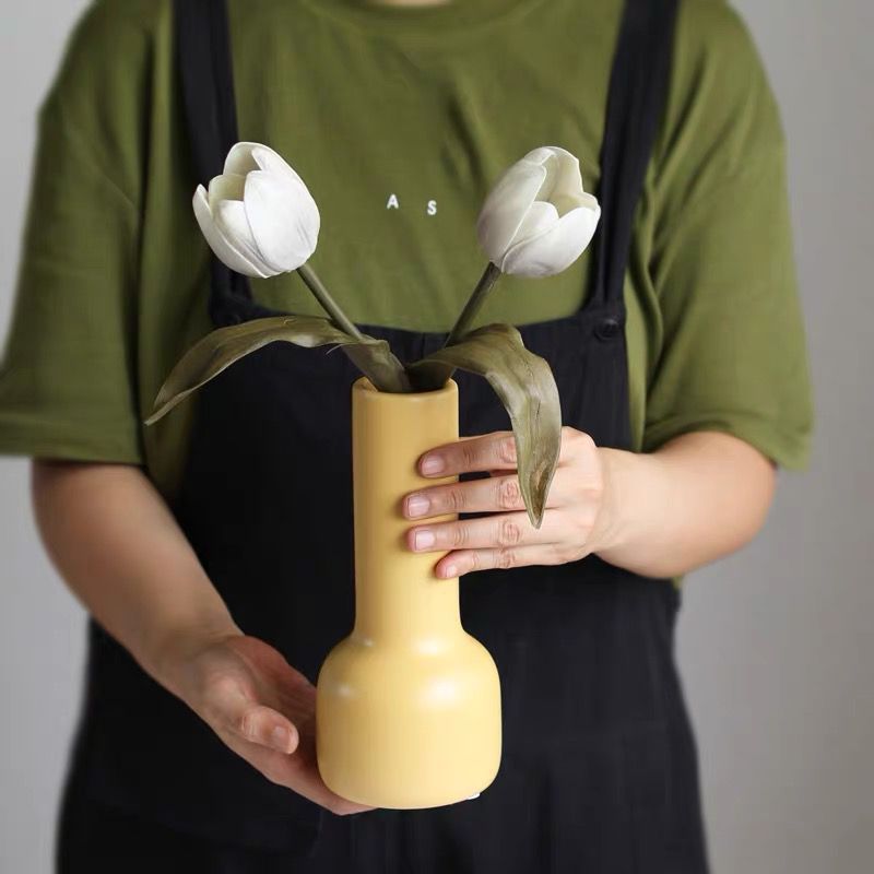 Estilo nórdico creativo simple Morandi florero de cerámica decoración hogar suave salón fábrica al por mayor