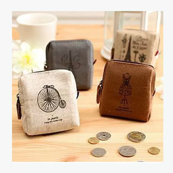 Korean cute female Paris memory coin purse coin bag creative canvas change bag small wallet factory wholesale