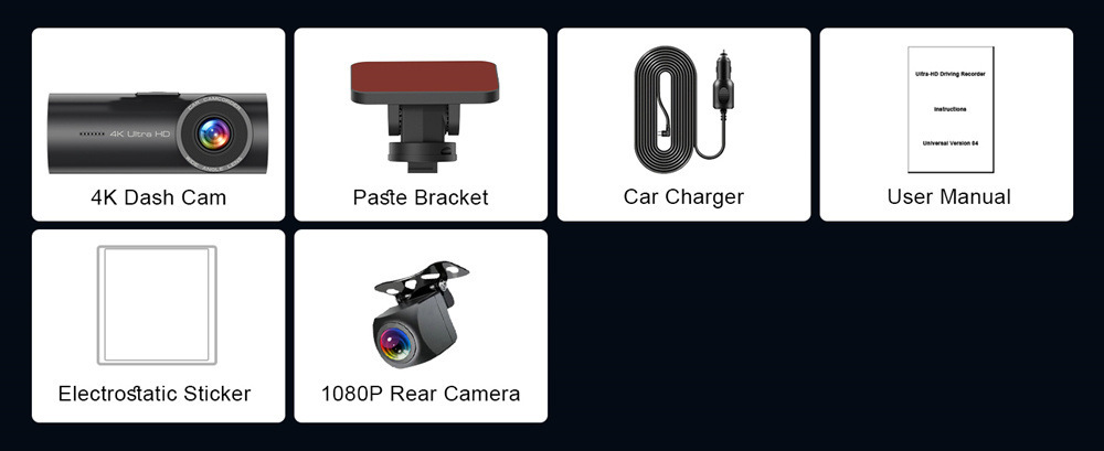 Cross-Border 4K Driving Recorder Front and Rear Dual Camera Wifi Ultra-High Definition Night Vision 24H Parking Monitoring Gps Reversing Image