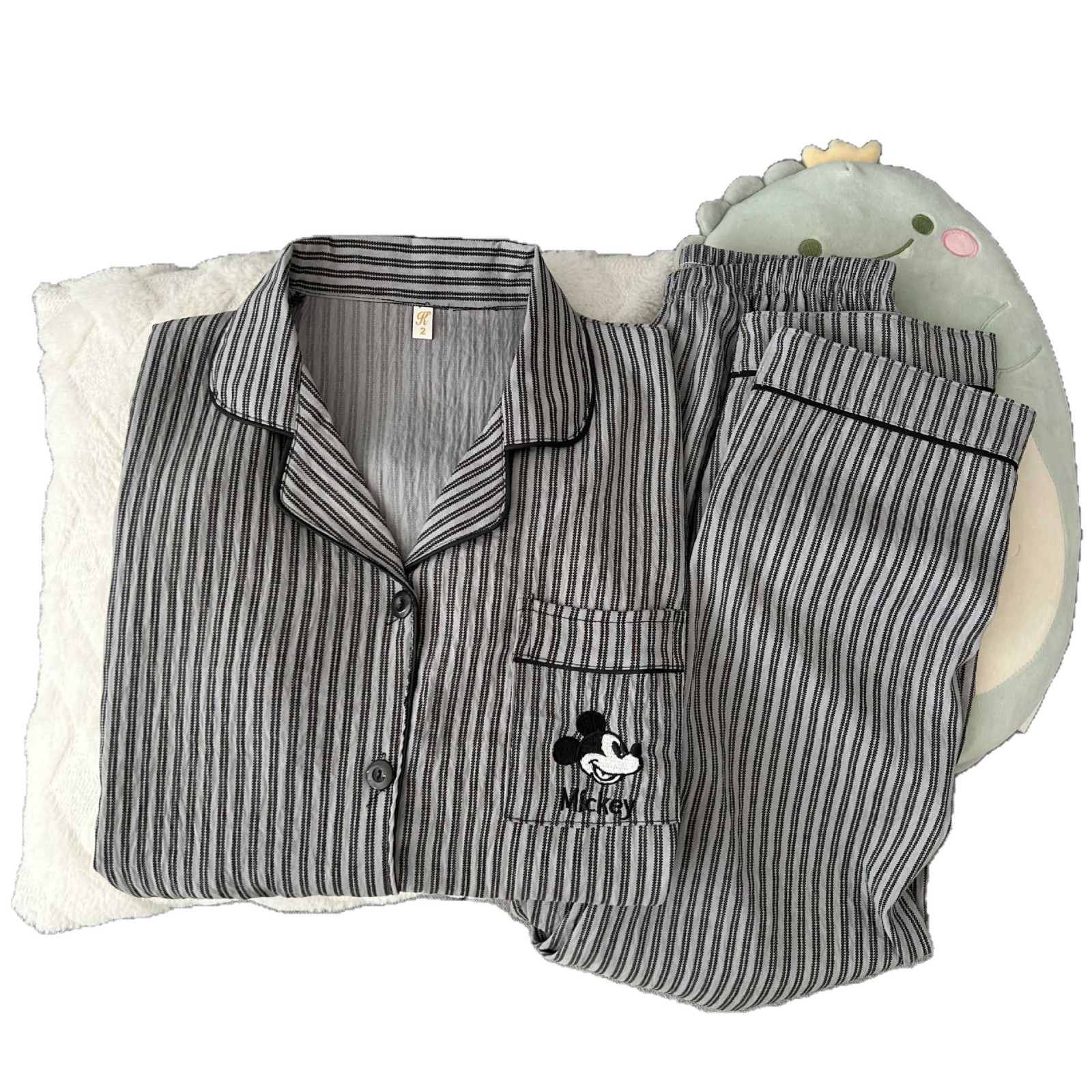 Nube de algodón pijama de pareja grande suelto conjunto de dos piezas de verano nuevo dibujos animados bordados ropa para el hogar de estudiantes