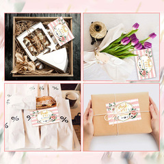 50張/包感謝購買商業裝飾不乾膠貼紙標籤卡片感恩賀卡明信片