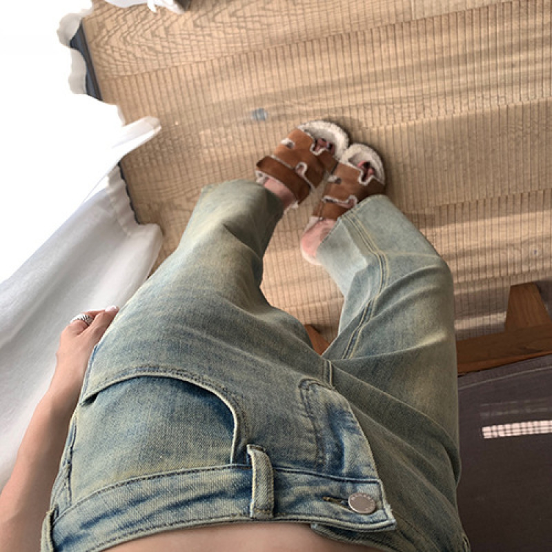 Naughty Boy's Upgraded Return! Must-Have Margiela Style Distressed Micro-Elastic Bootcut Jeans for Women in Autumn