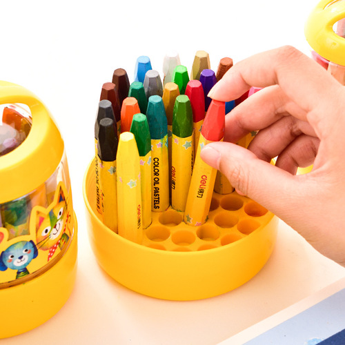 Deli oil pastel hexagonal student painting children's bucket toddler paintbrush color pen crayon set washable crayon