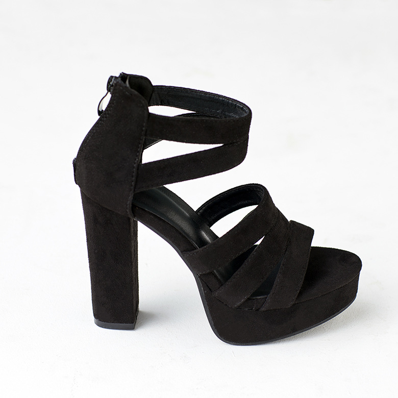 Nouvelles sandales à talons épais de 12 cm, chaussures romaines imperméables à talons super hauts pour femmes_voghion.com