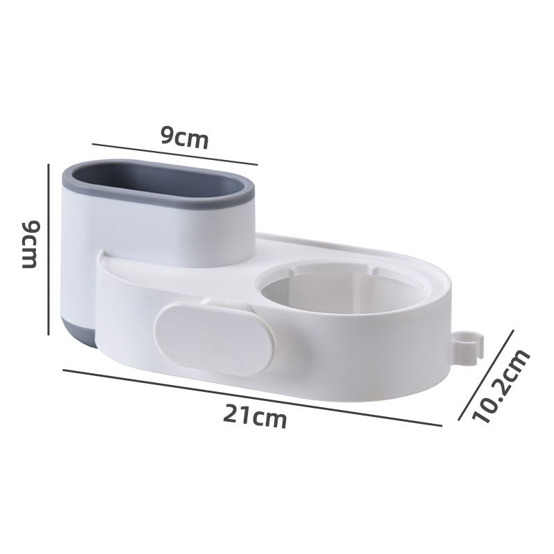 Estante de almacenamiento para secador de pelo sin perforar, estante de almacenamiento vertical de plástico para baño, estante de colocación de secador de pelo montado en la pared