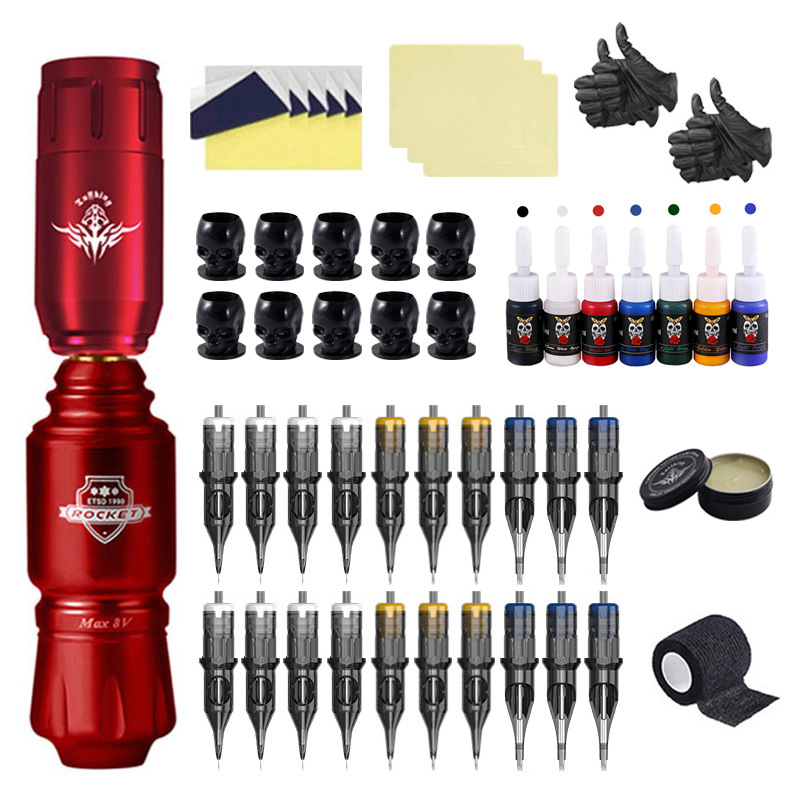 Cross-border tattoo pen tattoo machine set tool small and lightweight rocket short pen all-in-one needle tattoo supplies