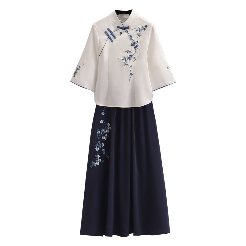 Republic of China Style Student Female Retro Modified Cheongsam 2022 Summer Ethnic Style Embroidered Orchid Dress