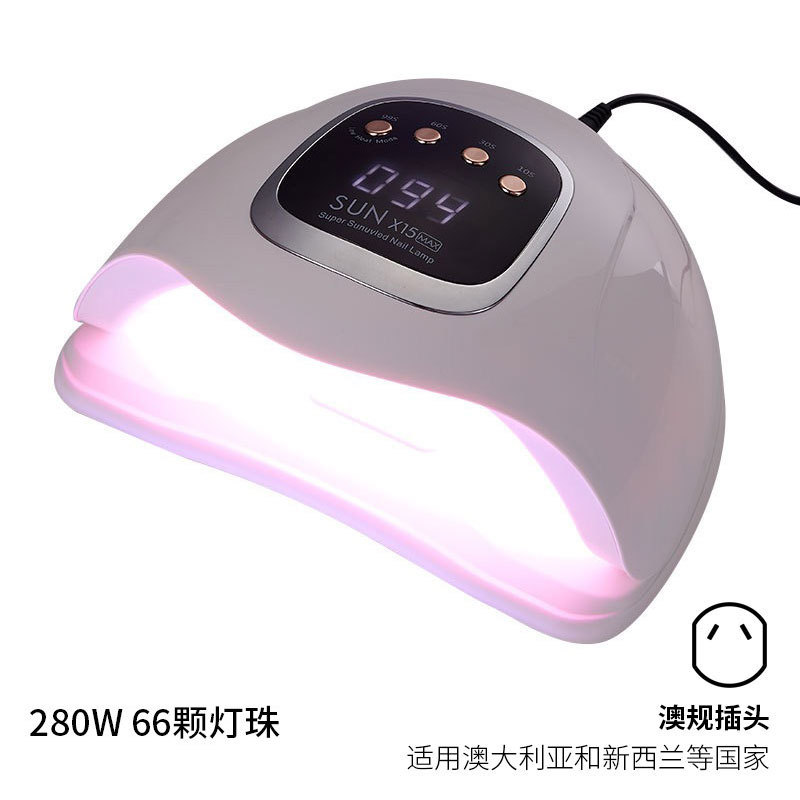 Lámpara de uñas de alta potencia de 280W, temporizador UV, lámpara de fototerapia inteligente, luz roja, secador de uñas de secado rápido, transfronterizo