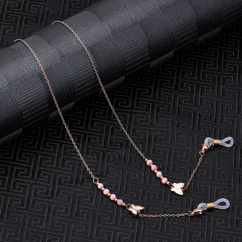Colgar el cuello de la cadena de gafas de diamante de moda cadena de alta calidad transfronteriza acero baht mantenimiento de color diseño original gafas de sol cadena mujer image 3