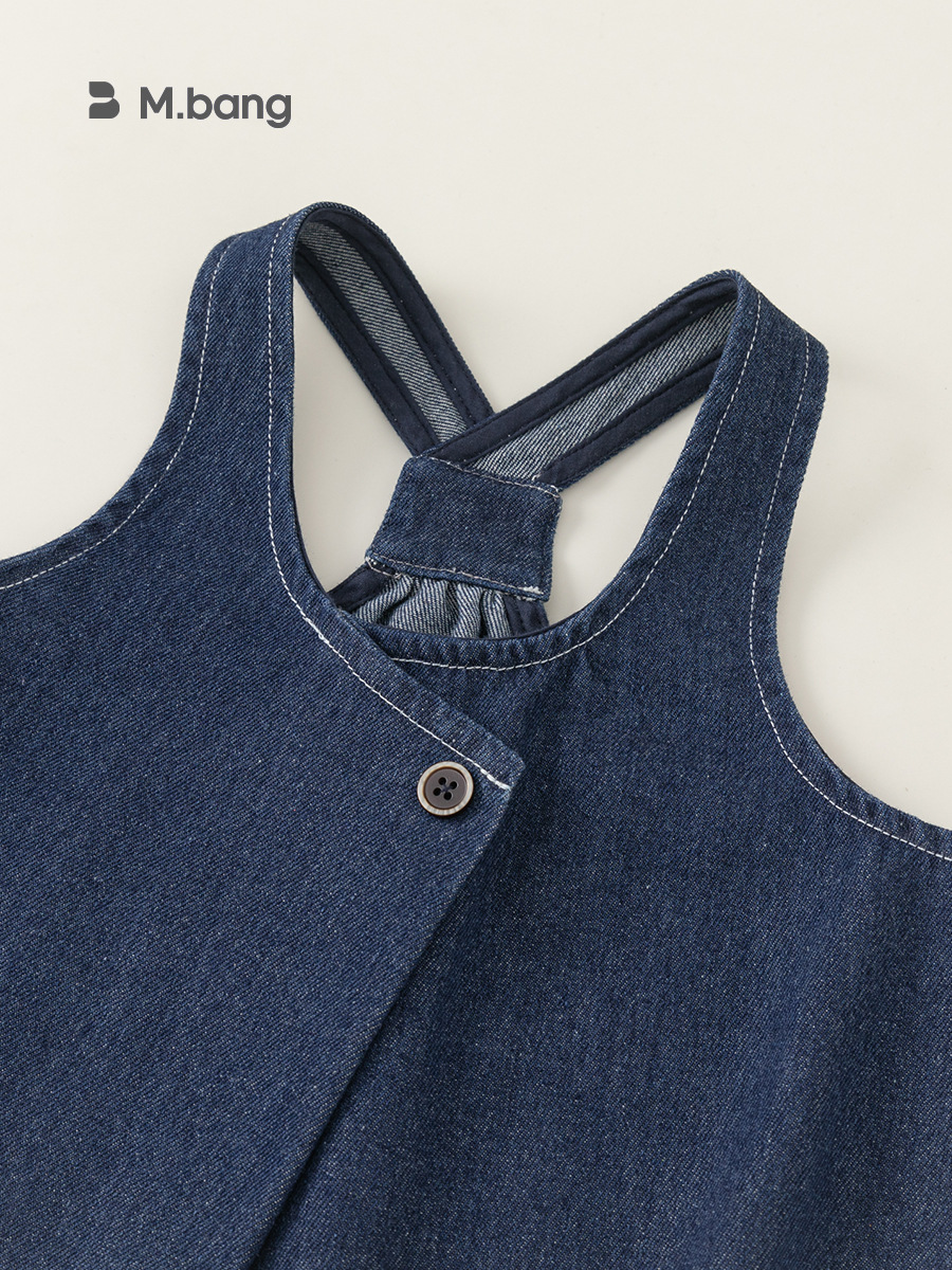 Yoobao ropa infantil de niña vaquero vestido de cinturón de otoño nuevo chaleco de bebé de color sólido vestido de otoño vestido infantil