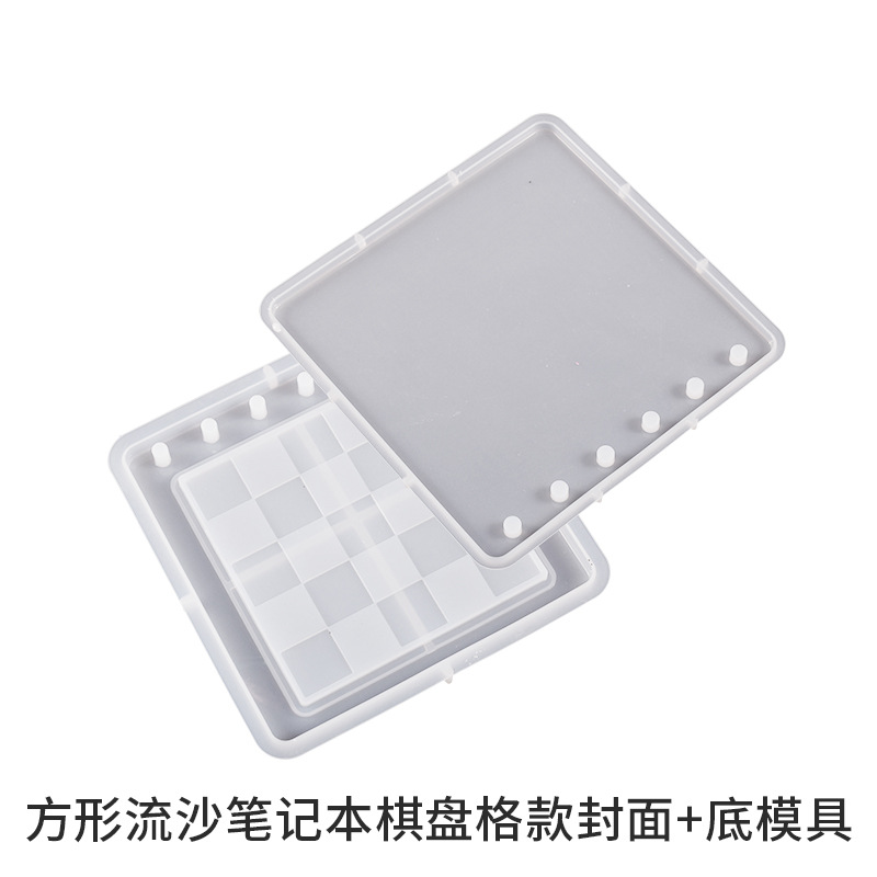 Cristal epoxi Quicksand cuaderno molde Quicksand estrella amor tablero de tablero rejilla cuaderno de silicona libre de sello de molienda