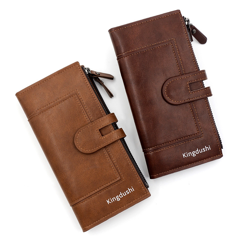 Cross-border best-selling retro oil wax leather buckle women's long wallet mobile bag multi-card slot zero wallet handbag