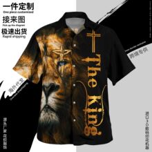 一件定制动漫ip游戏角色数码印花3D外贸大码男士衬衫翻领短袖开衫