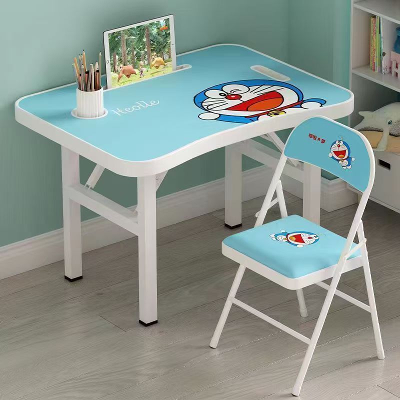 Simple Children's Desk Primary School Kindergarten Writing Desk Cute Study Table and Chair Set Home Folding Table