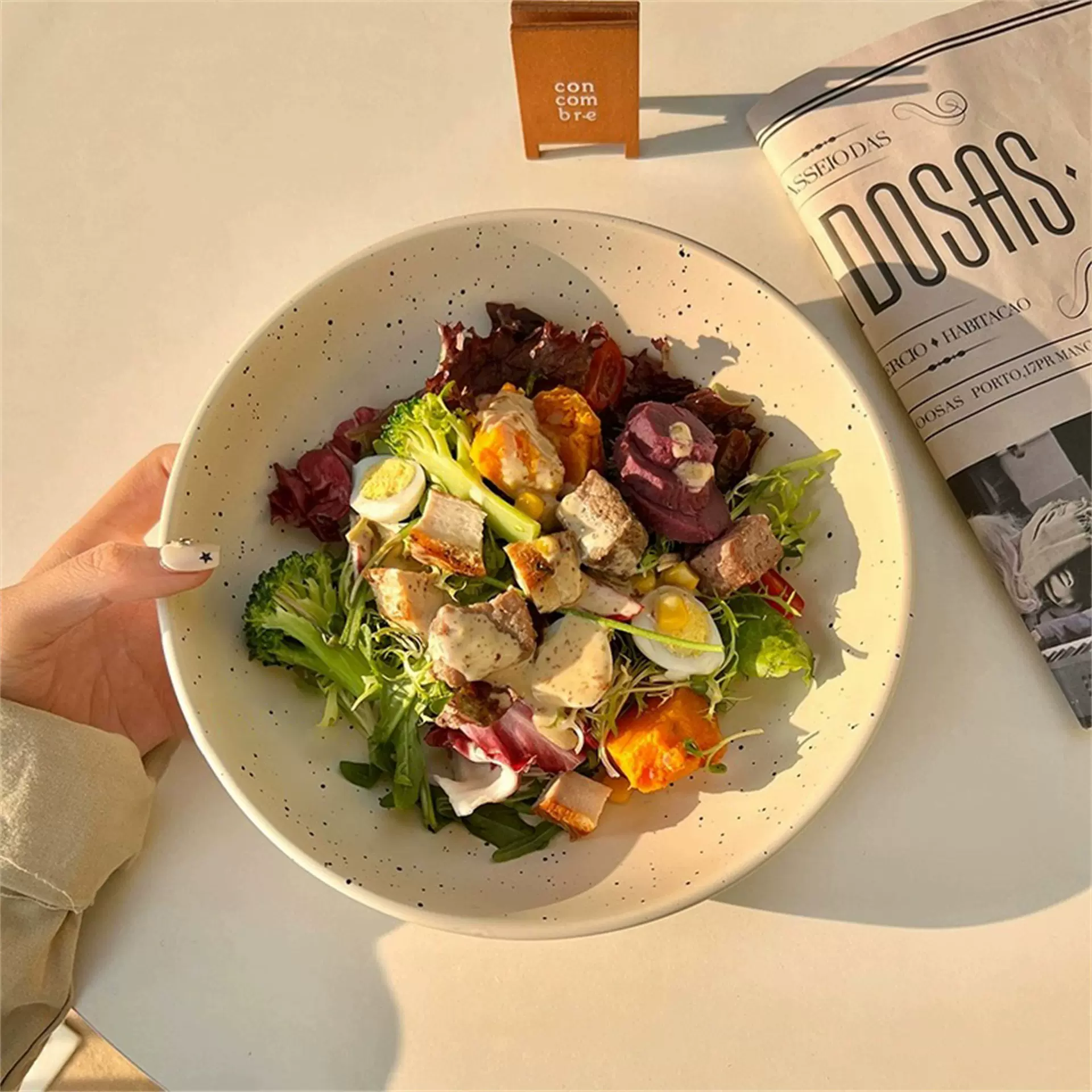 ins泼墨碗陶瓷日式大容量brunch大深盘沙拉拌饭碗好看泡面碗汤碗