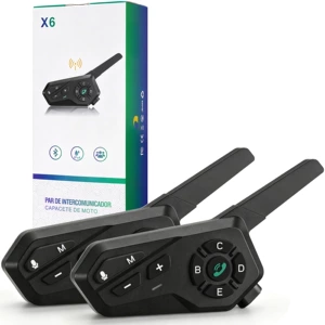 X6 Dəbilqə Bluetooth Domofon Qulaqlıq 1-dən 5-ə Real Vaxt Domofon 1500m FM, IPX6 Suya Davamlı