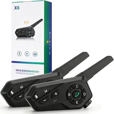 X6 helmet Bluetooth intercom headset 1-to-5 real-time intercom 1500m for cycling and skiing with FM, cross-border IPX6 waterproof (Motorcycle Helmet Headset)