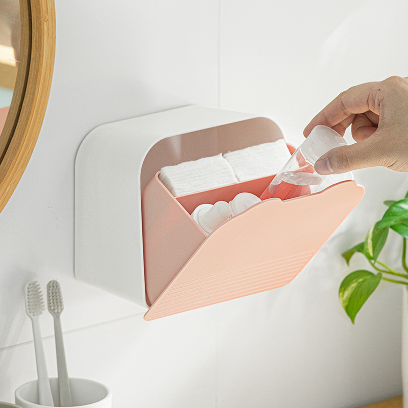 Caja de almacenamiento de servilletas sanitarias de pared cosméticos de algodón multiusos Flip caja de organización compartimiento caja de almacenamiento sellada image 4