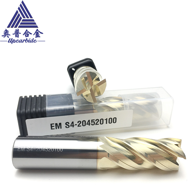 4刃平头立铣刀直径20毫米金色涂层加工58°立铣刀刃径20总长100mm