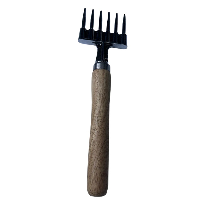 Zinc Alloy Ice Hockey Cone Six-Pronged Whiskey Ice Chisel Japanese-Style Bar Ice Tool Refrigerator Defrosting Tool with Solid Wood Handle Long Ice Cone