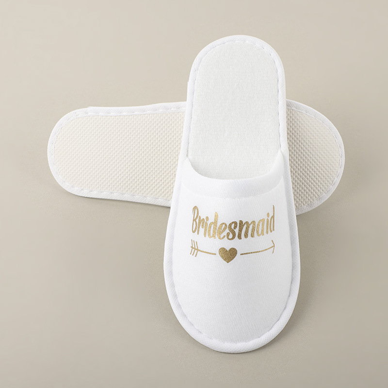 Hotel habitación de hotel zapatillas desechables letras inglesas brillantes damas de honor zapatillas nupciales al por mayor antideslizantes