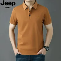 JEEPSPIRIT мужская футболка с короткими рукавами и лацканами, лето 2025, деловая повседневная свободная рубашка поло высокого класса для среднего возраста