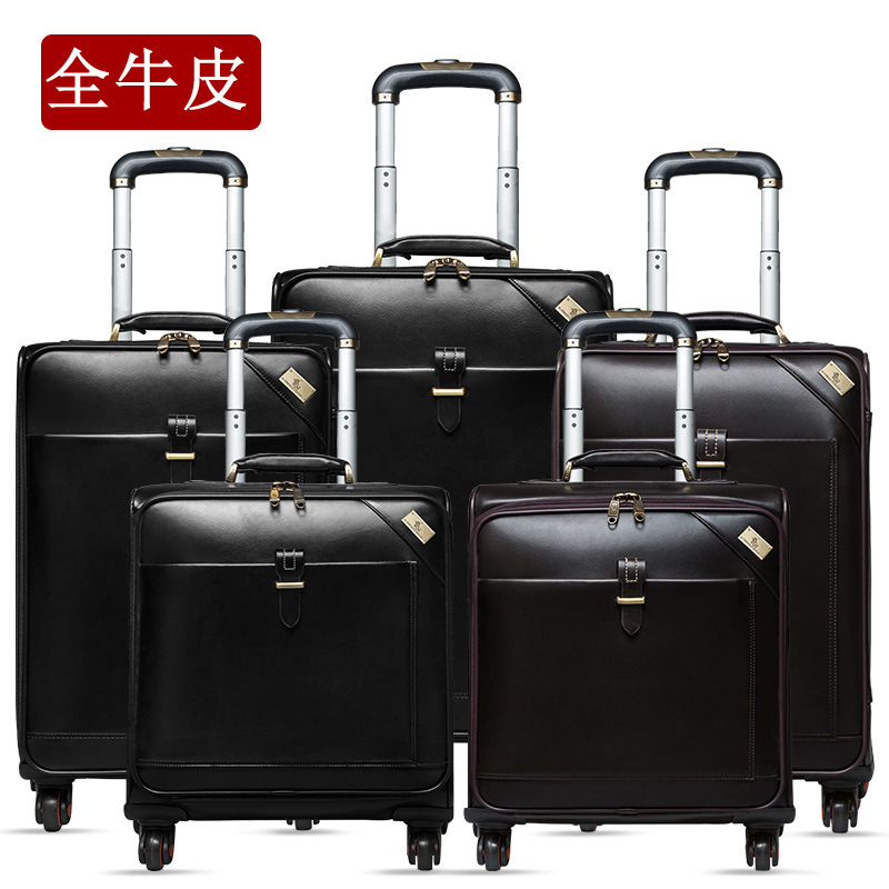 真牛皮拉杆箱商务男旅行箱16寸密码登机箱女20寸行李箱皮箱子
