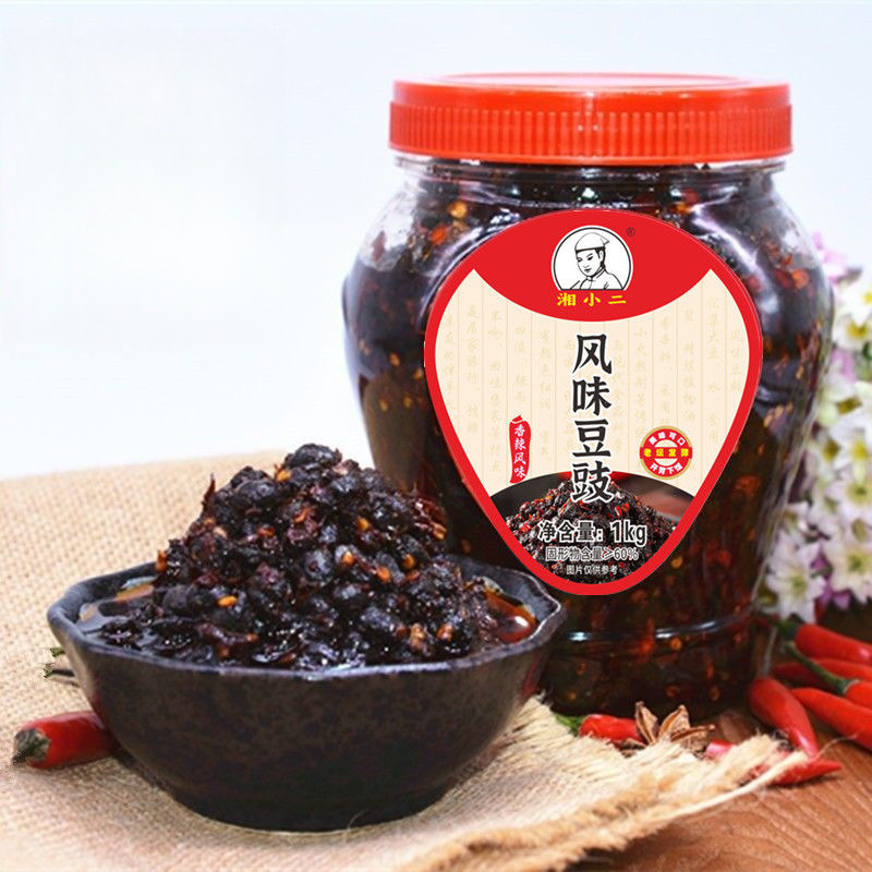湖南特产湘小二风味豆豉辣椒酱瓶装下饭菜香辣豆豉酱多规格亚马逊