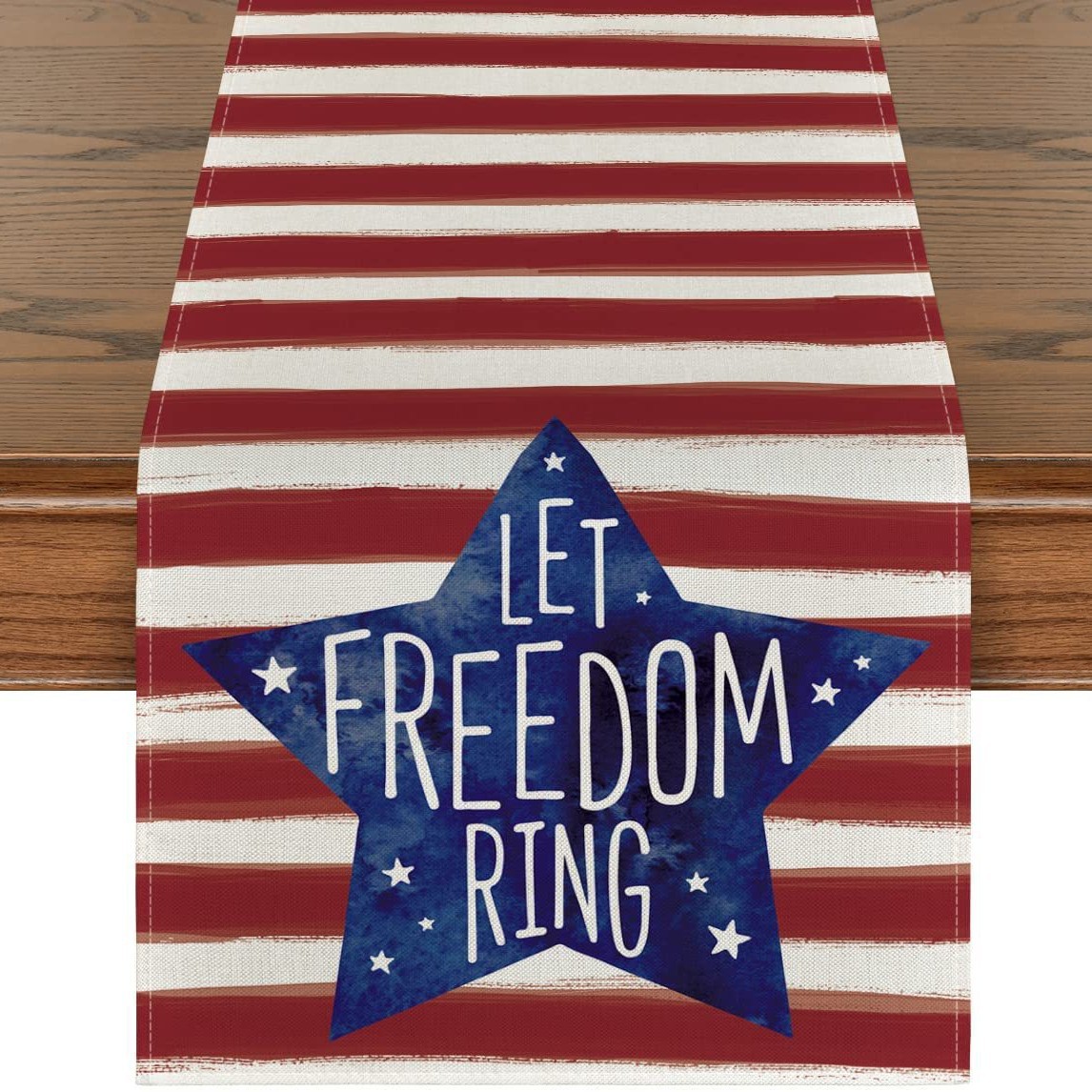 Transfronterizo 2024 nuevo día de la independencia de los Estados Unidos lino bandera de mesa bandera estrella y rayas tela de mesa de comedor cama de té tela de mesa image 22