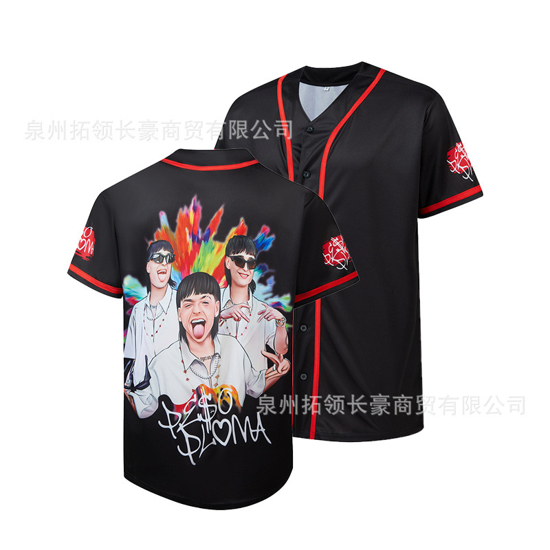 Men's breathable baseball shirt Peso Pluma rapper pattern printed Street hip hop shirt suitable for men and women