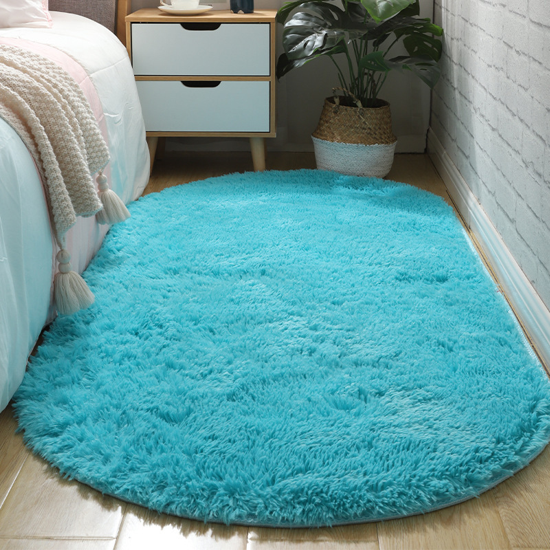 Luz de lujo dormitorio mantas de cama sala de estar oval simple estera de suelo vello largo teñido antideslizante balcón estera de ventana flotante paquete suave image 7
