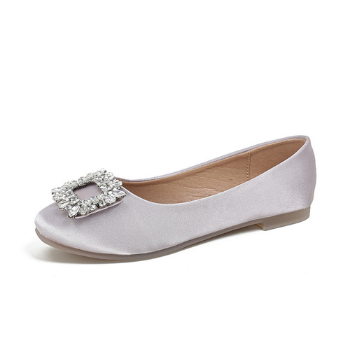 [sheii Su Yinyin] New York Dinner ~ Ice Flower Rhinestone Square Buckle Shallow Mouth Flat Single Shoes Women's Wedding Shoes Commuting Shoes