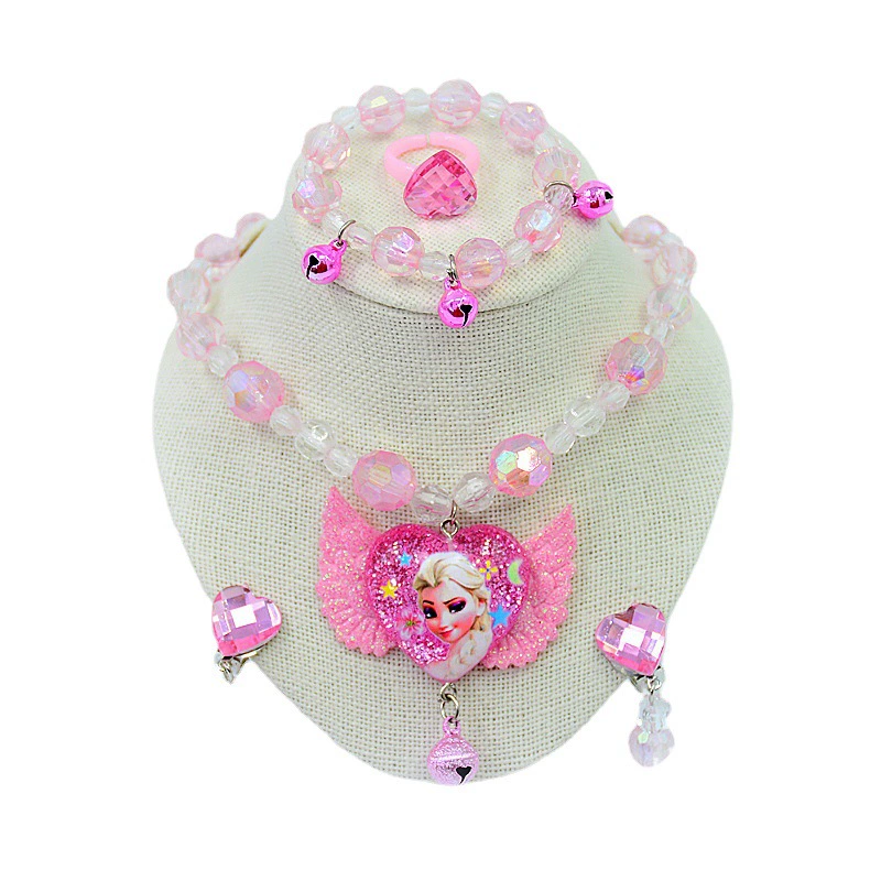 Children's necklace and bracelet, ear clips, hairgrip for princess, earrings, cartoon ring, hair accessory