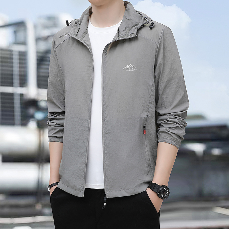 Ropa de protección solar transfronteriza chaqueta de hombre anti-UV chaqueta de piel de verano chaqueta de protección solar de seda de hielo con capuchón super delgada chaqueta de gran tamaño image 7