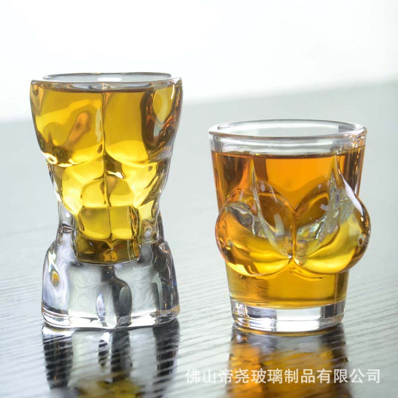 玻璃人体小酒杯  猛男杯 比基尼美女杯 胸罩杯外贸供货可加工LOGO