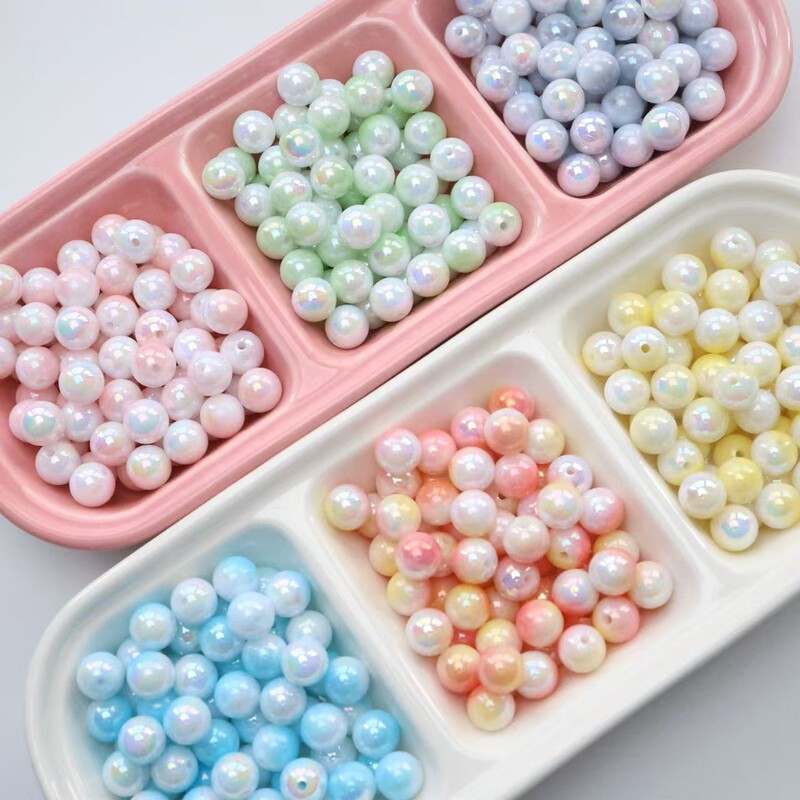 8/10mm aurora 12 color magic color double color gradient round beads DIY beaded mobile phone chain bag curtain material accessories