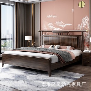 Manufacturer wholesale price new Chinese style solid wood bed master bedroom single and double bed wedding bed single bed Chinese style ebony wood furniture
