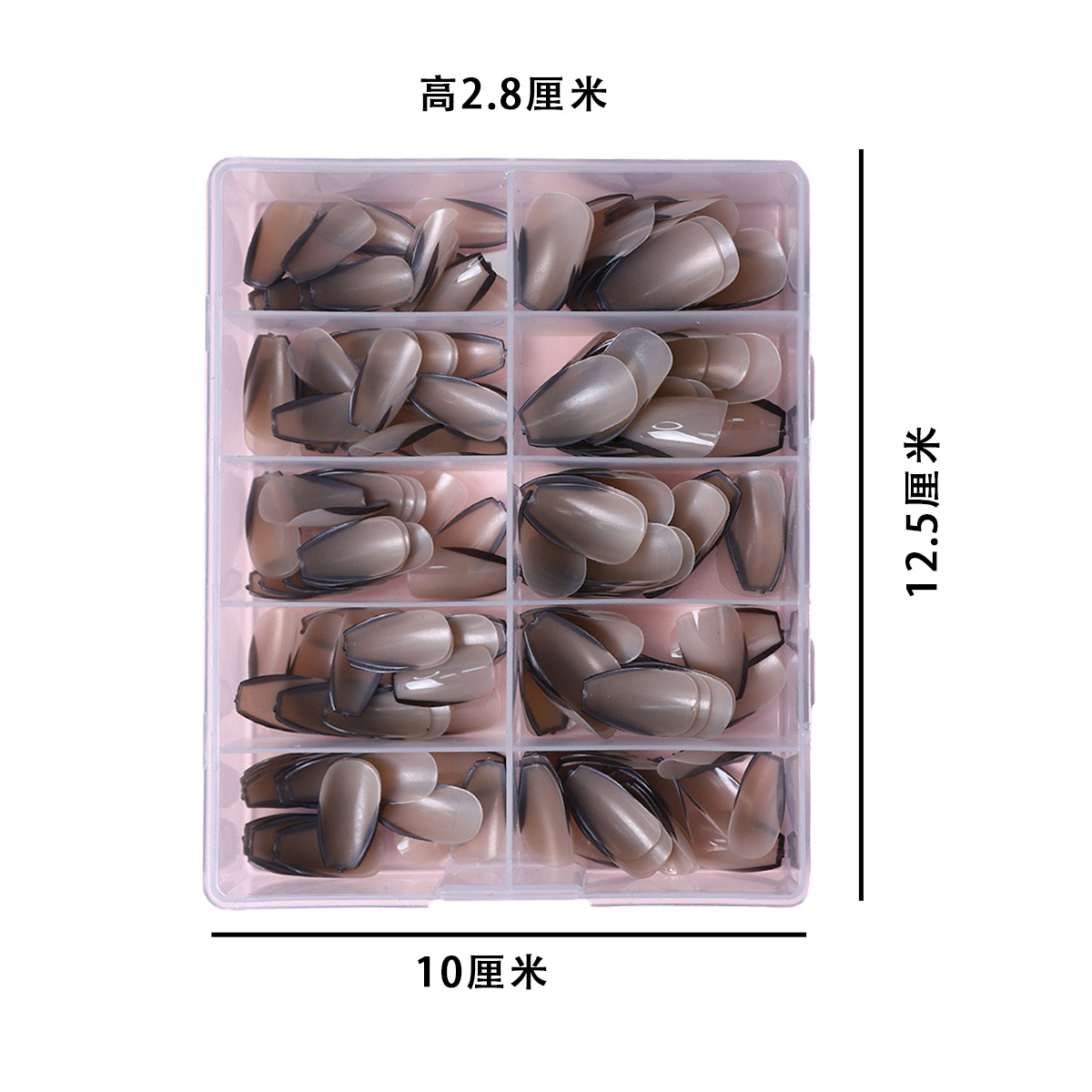 Fuente de fábrica directa de estilo francés de manicure al por mayor, borde negro largo medio 360 piezas al por mayor, una caja de stock