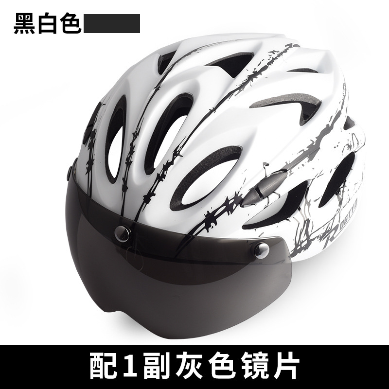 Casco de bicicleta con gafas integradas moldeo casco de equitación hombres y mujeres casco de bicicleta de montaña equipo de conducción
