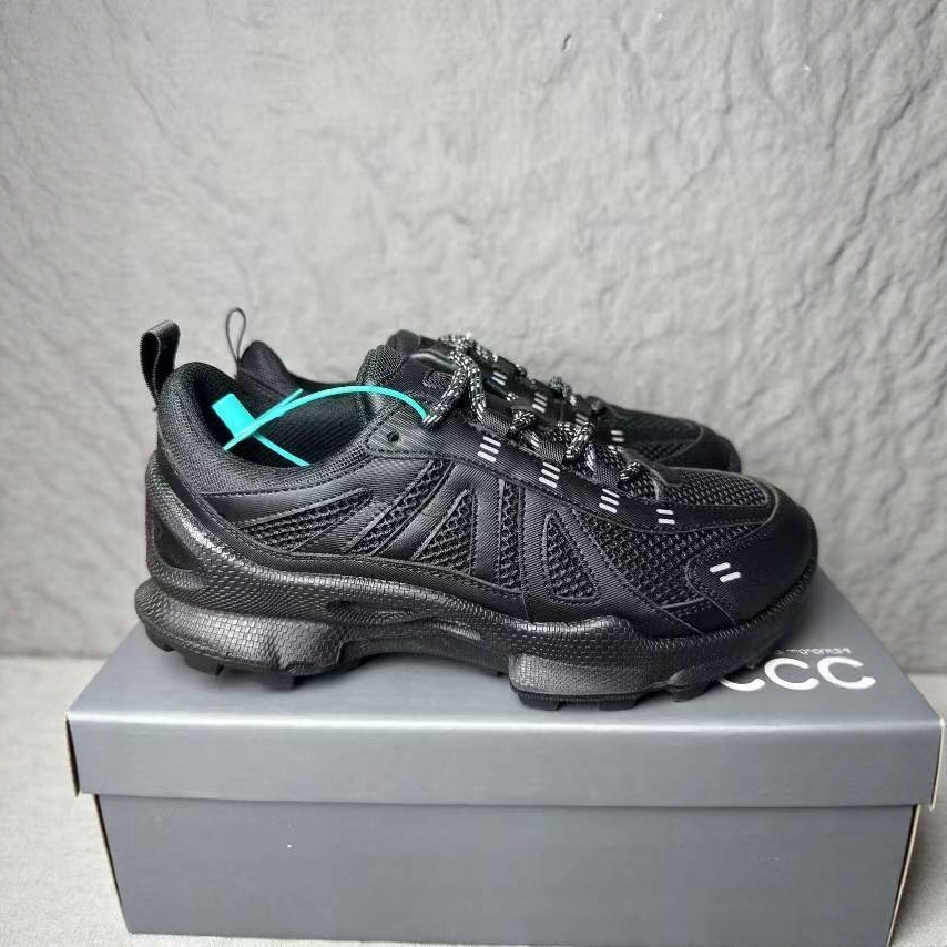 莆田纯原爱家新款男鞋透气牛皮跑步鞋系带休闲运动鞋黑色跑步鞋