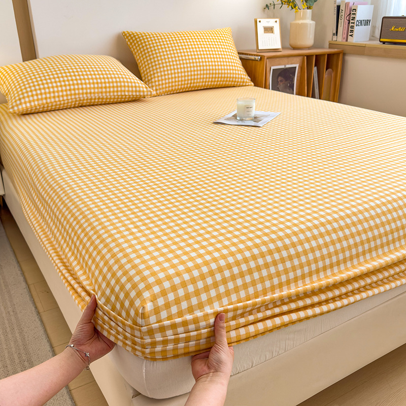 Funda de cama cepillada de algodón cubierta protectora de colchón de una sola pieza 2024 nueva funda de cama impresa para una sola persona para todas las estaciones