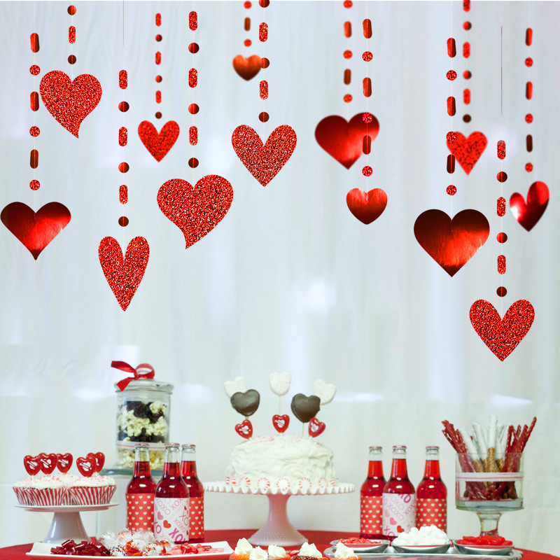 Bridal room decoration pendant decoration roof corridor staircase rail love flag wedding company applicable creative flower garland